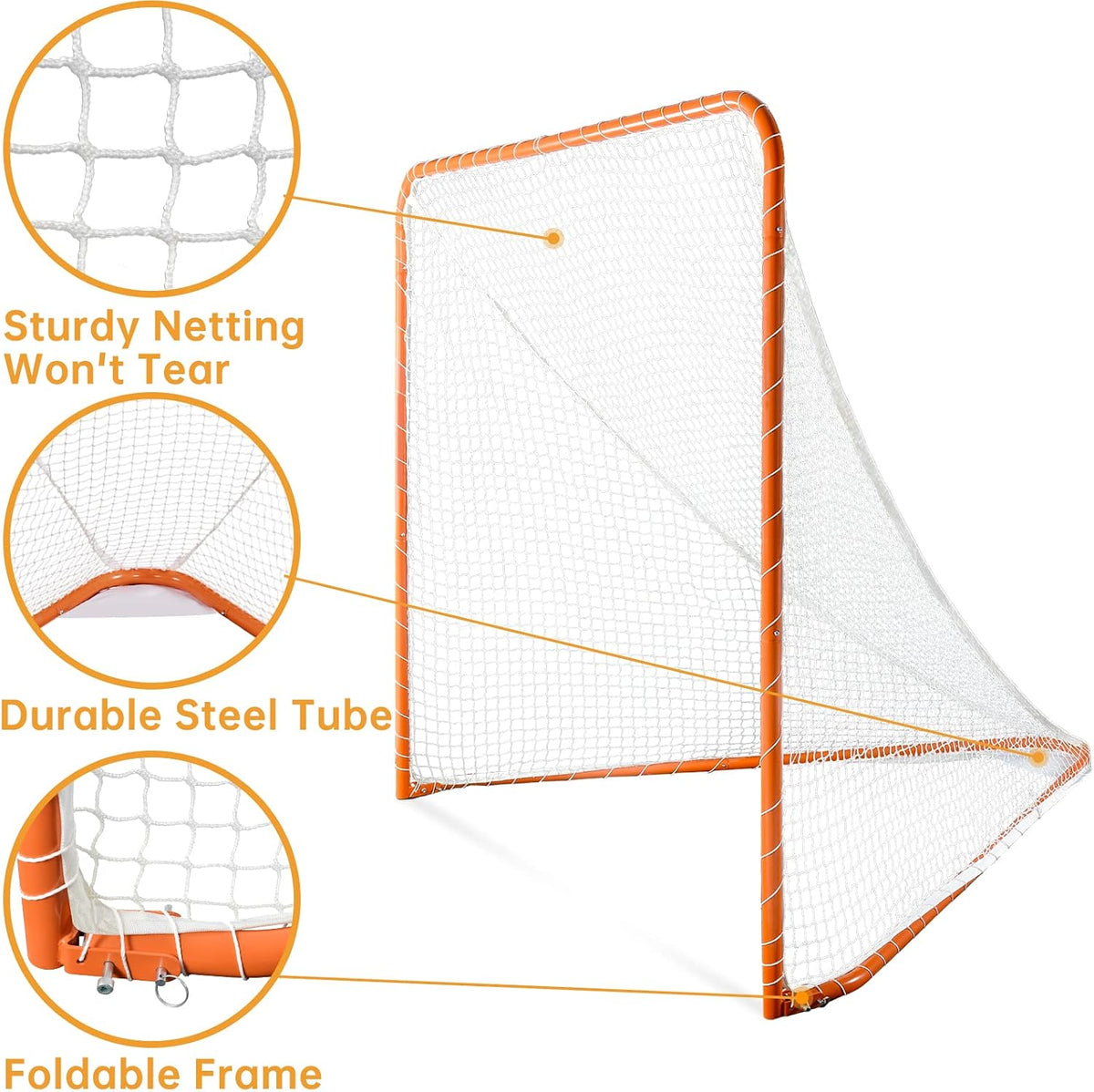 Kapler Portable Lacrosse Goal Net 6x6x7FT Backyard Practice