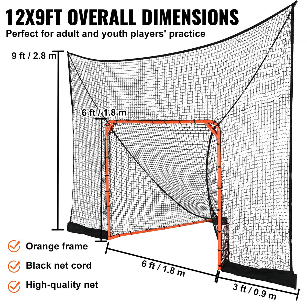 VEVOR Lacrosse Goal,Complete Portable Lacrosse Net Training Accessory Set