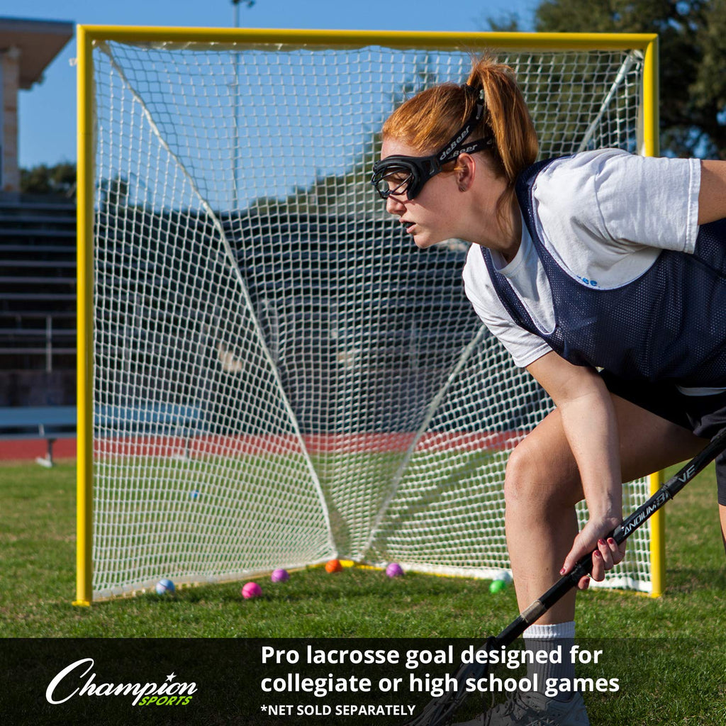 Champion Sports Pro & Collegiate Lacrosse Goal 6x6 ft Steel Frame for Menâs & Womenâs Lacrosse, Training & Game Play