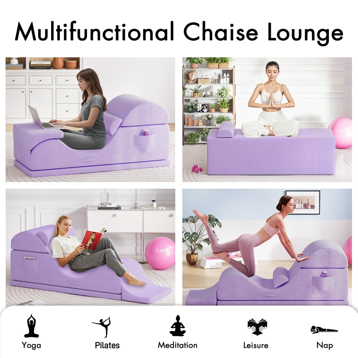 Convertible Yoga Chair for Adults, Ergonomic Foam Lounge with Lumbar Pillow