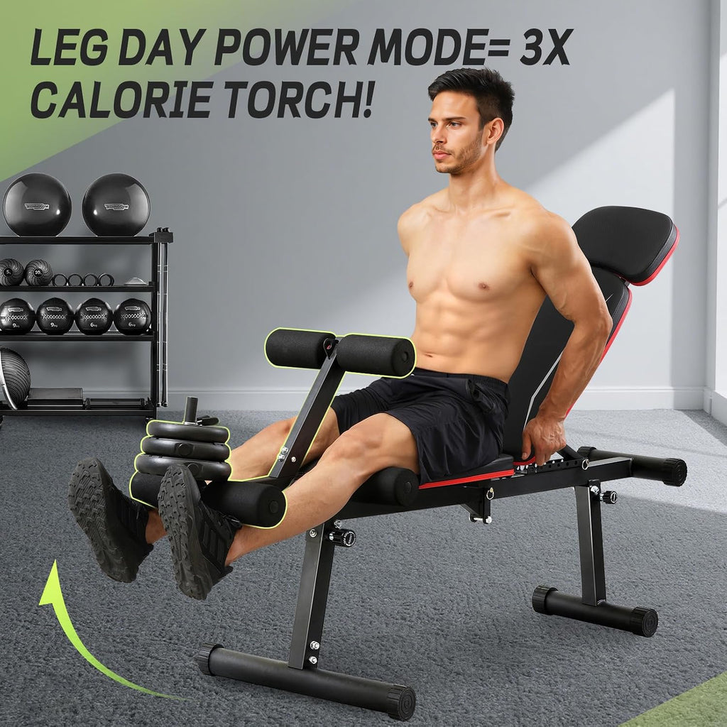 Adjustable Weight Bench with Leg Extension and Leg Curl, 1200 lbs