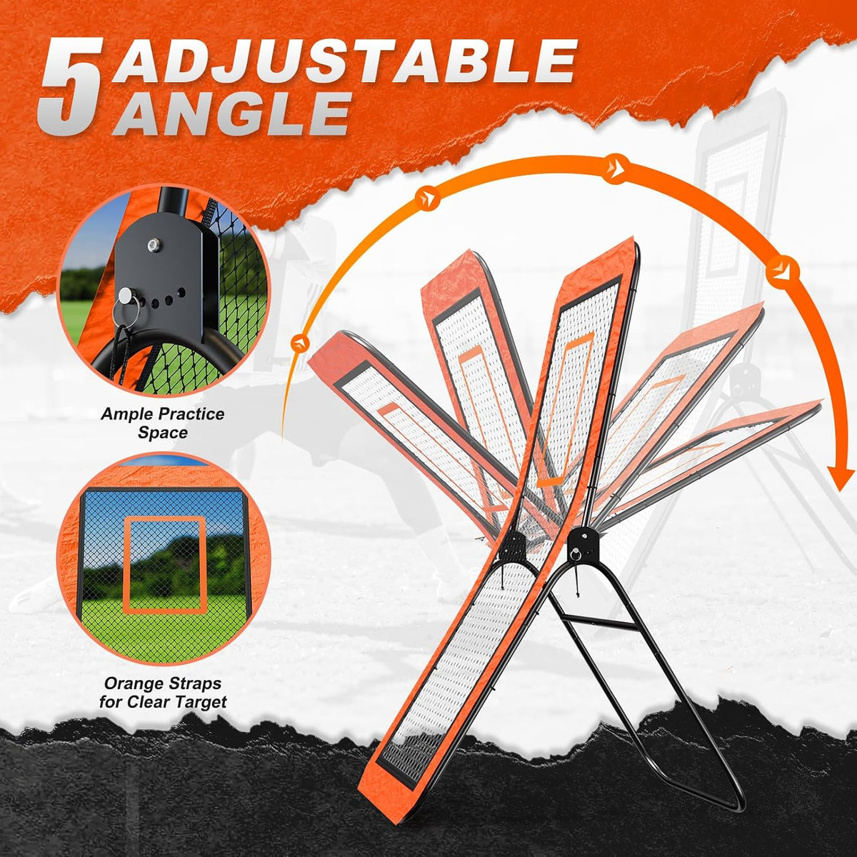 Lacrosse Rebounder net for Backyard, 4x7FT Adjustable Net with 5 Angles & Target Stripe,Durable Multi-Sport Practice Tool for Soccer Baseball Volleyball Training Equipment