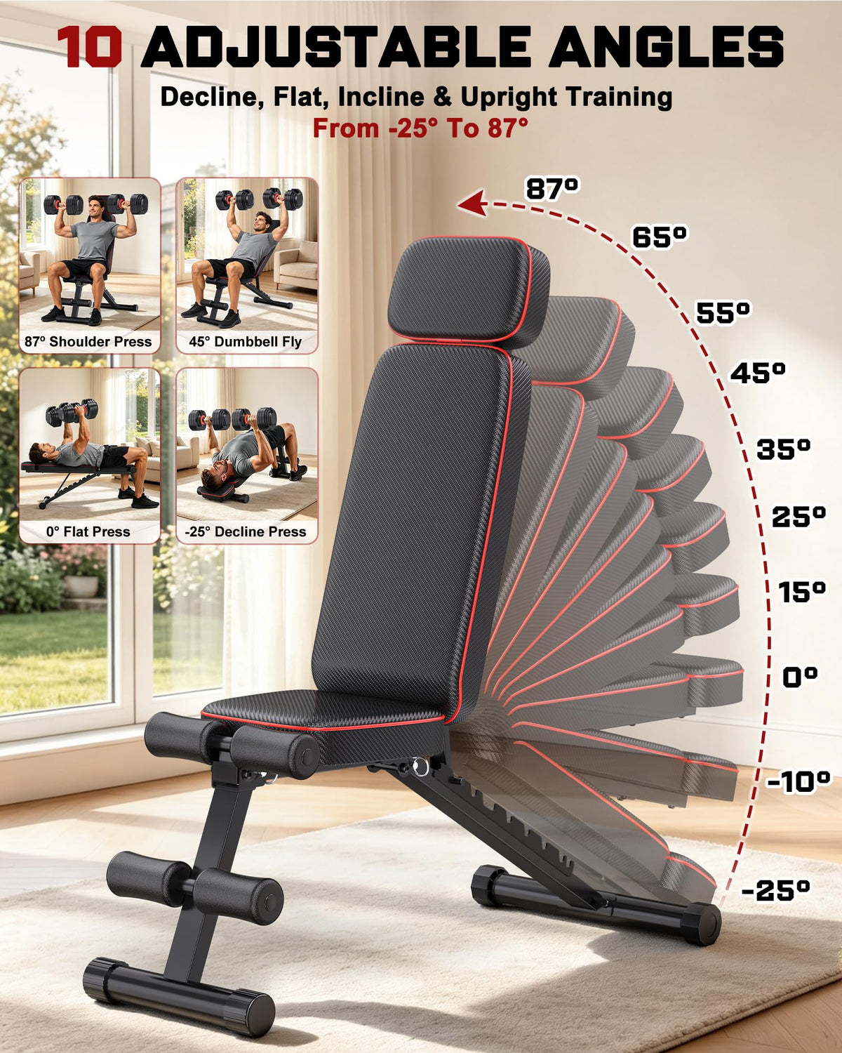 Rendpas Adjustable Dumbbell Set with Workout Bench at Home