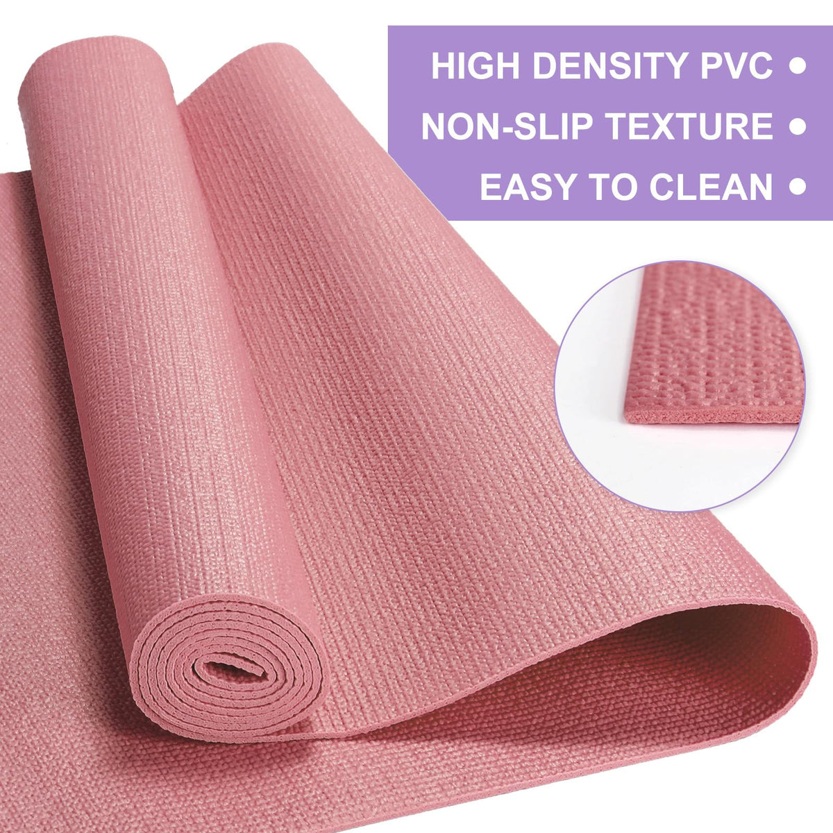 Funtery 3 mm Thin Yoga Mats Bulk, 68 x 24 in