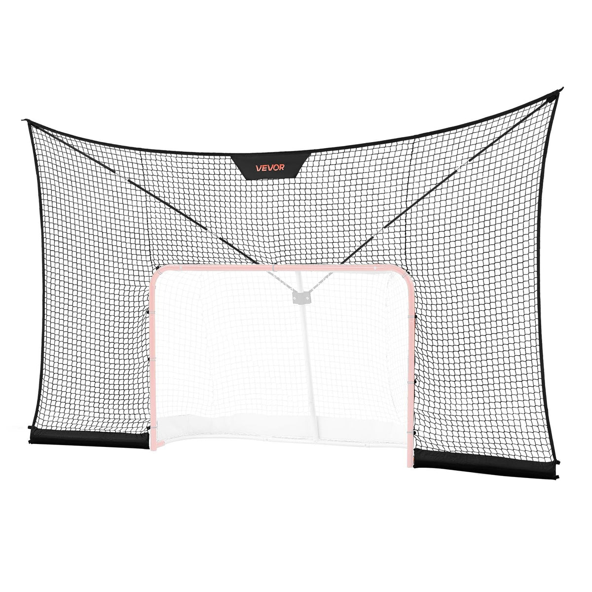 VEVOR Hockey Goal Goal and Backstop Net Set, 12x7 ft Durable Hockey Net with Extended Coverage, Lightweight Portable Complete Training Accessory Set, Easy Assembly, for Youth and Adults