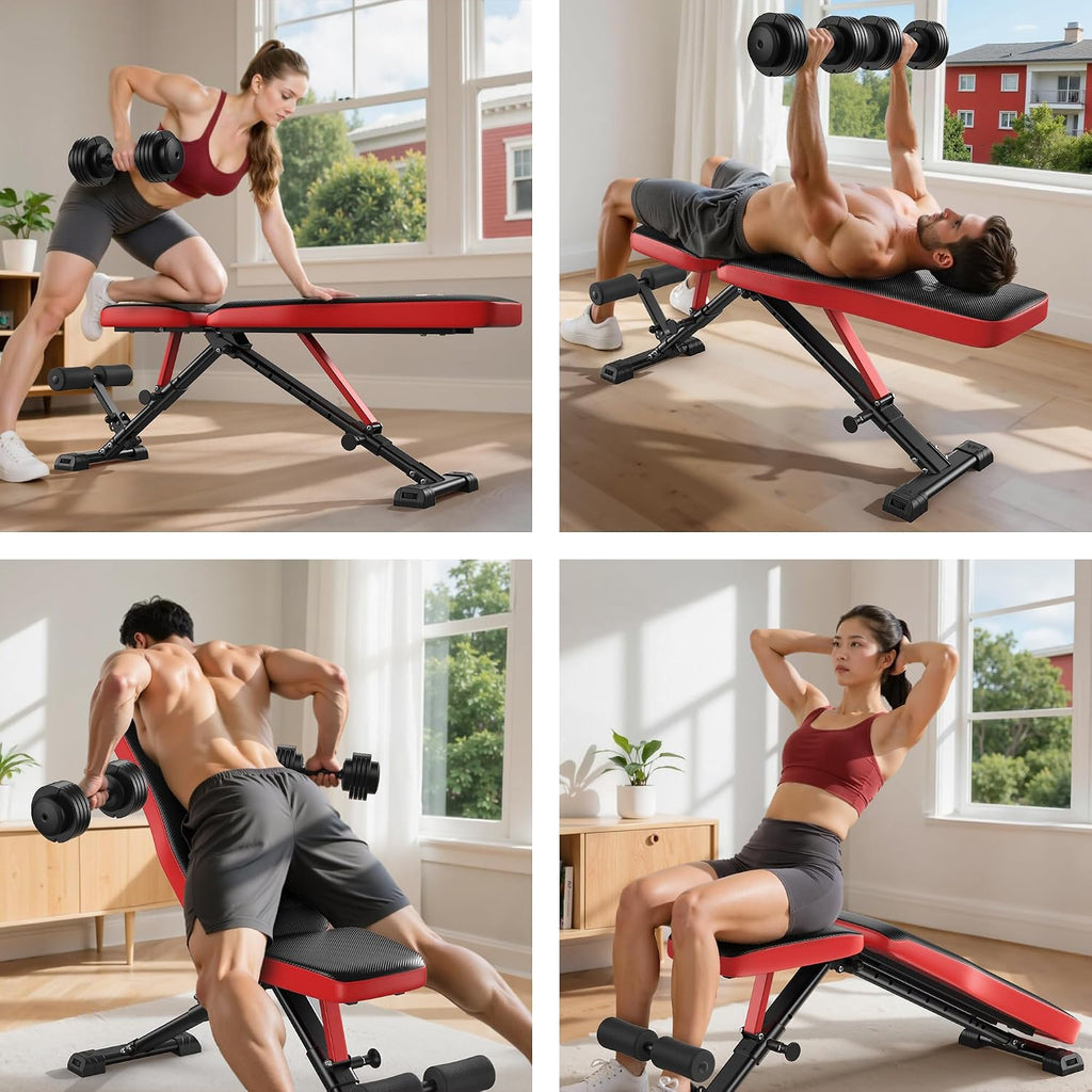 FLYBIRD Adjustable Weight Bench, Full Body Workout Bench for Home Garage Gym Strength Training, Incline Flat Decline for Sit Up Bench Press
