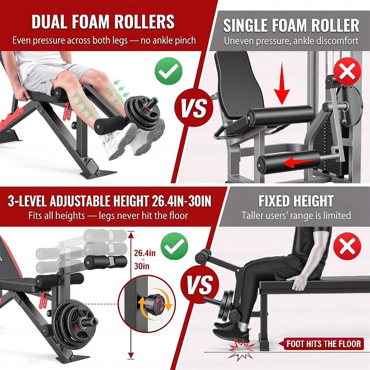 OPPSDECOR 1200 lbs Adjustable Weight Bench with Leg Extension & Leg Curl