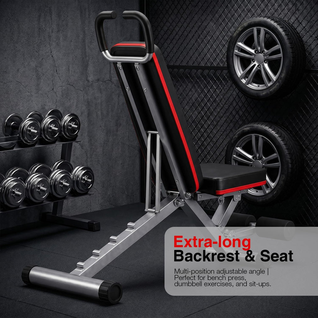 Adjustable Exercise Chair for Home Gym â Foldable Back Extension Bench for Core, Hip & Lower Back Workout â Multi-Functional Hyperextension Bench for Full-Body Exerciseï¼with Illustrated Training Action Guideï¼