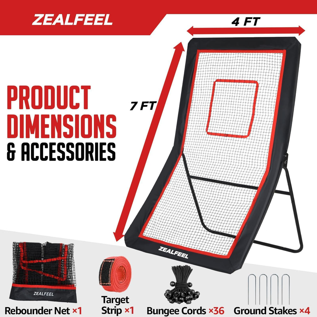 ZEALFEEL Lacrosse Rebounder with 5 Adjustable Angles, 4x6FT/4x7FT