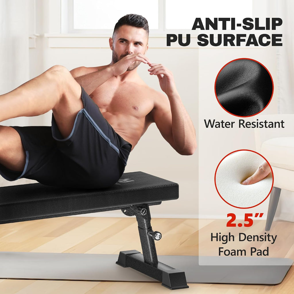 Weight Bench, Foldable Flat Bench with Gym Quality 1300 LBS Capacity