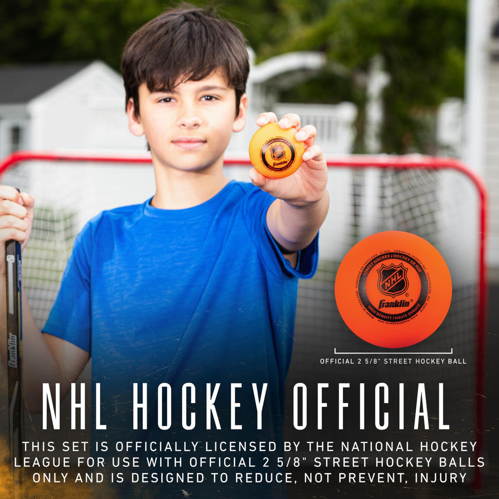Franklin Sports NHL Kids Street Hockey Goalie Pads Set - Kids Hockey Training Equipment - Includes Block Pad, Catch Glove, and Goalie Pads