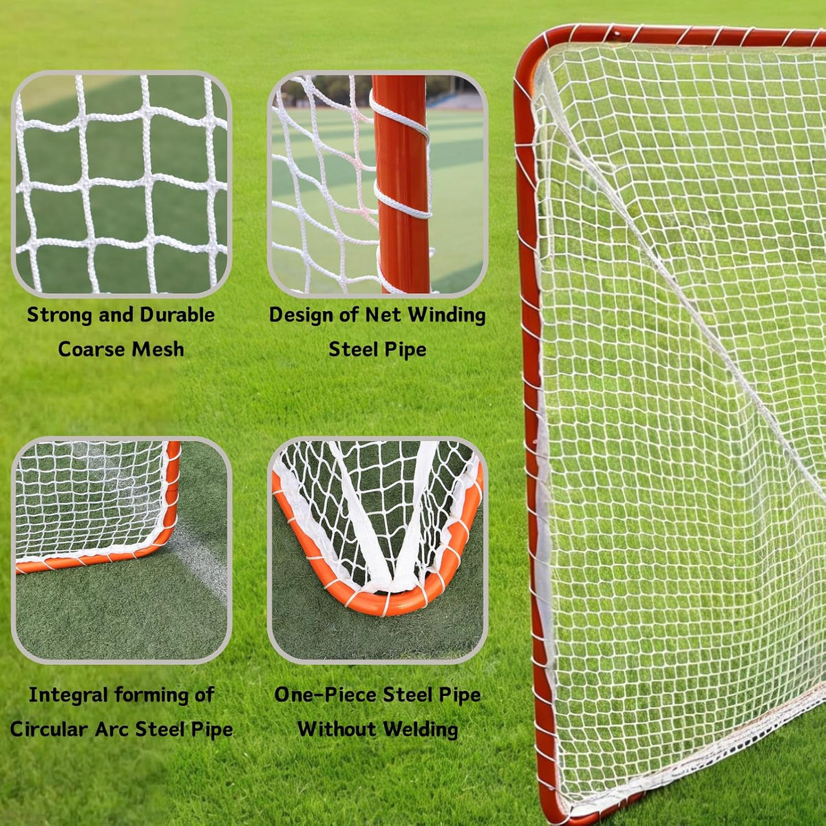 Portable Lacrosse Goal 6'x6' Regulation Lacrosse Net â Heavy-Duty Steel Frame, 4mm No-Knot Net & Ropes Perfect for Backyard Practice and Training