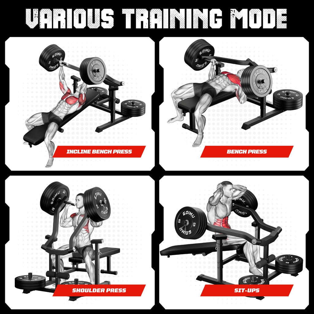 Chest Press Machine, GOIMU Z1-PRO Weight Bench Press Machine with Independent Arms, Adjustable Flat Incline Bench Press for Chest, AB Workout Home Gym Equipment