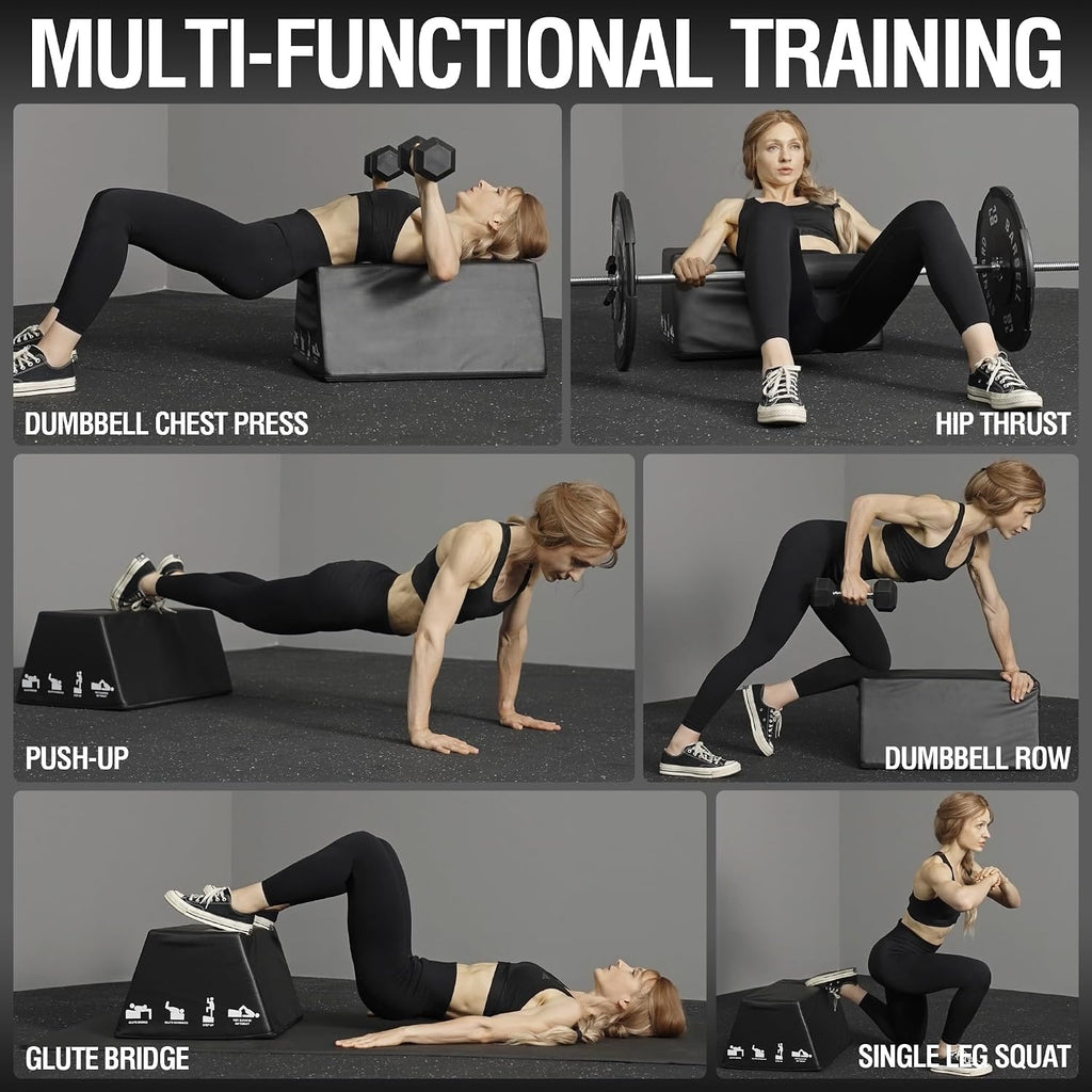Mikolo Hip Thrust Bench, Hip Thrust Machine at Home for Glute Bridge, Multi-Functional Hip Thrust Box with Non-Slip, Glute Workout Equipment, 700LB Load Capacity, Core & Ab Strength Training