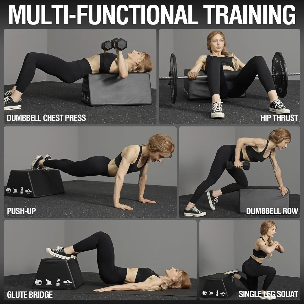 Mikolo Hip Thrust Bench, Hip Thrust Machine at Home for Glute Bridge, Multi-Functional Hip Thrust Box with Non-Slip, Glute Workout Equipment, 700LB Load Capacity, Core & Ab Strength Training