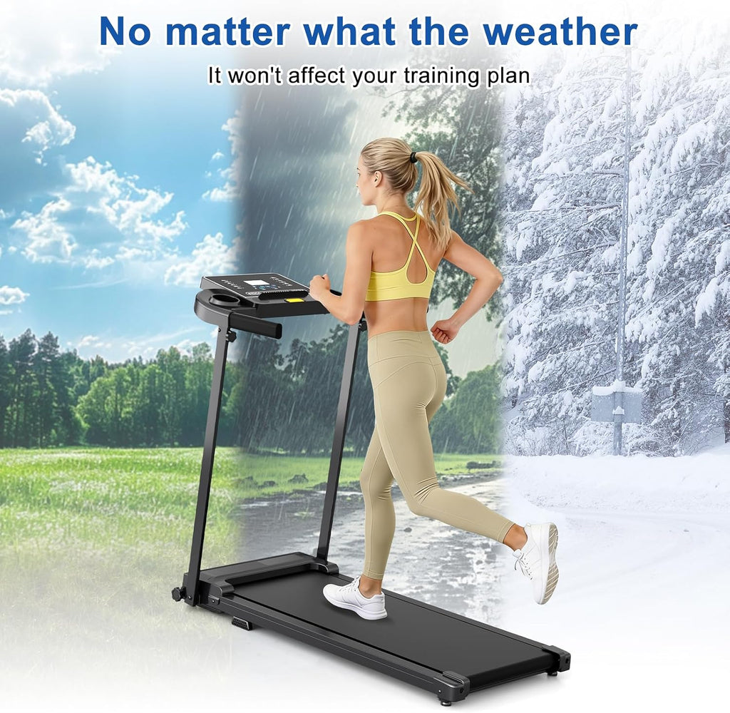 Treadmills for Home Walking Pad Machine- Foldable Compact Treadmill with Handle Bar Portable Small Caminadora for Running Jogging Gym Electrica Folding Tred Mills Motor & LED Dispay Pcrignbm