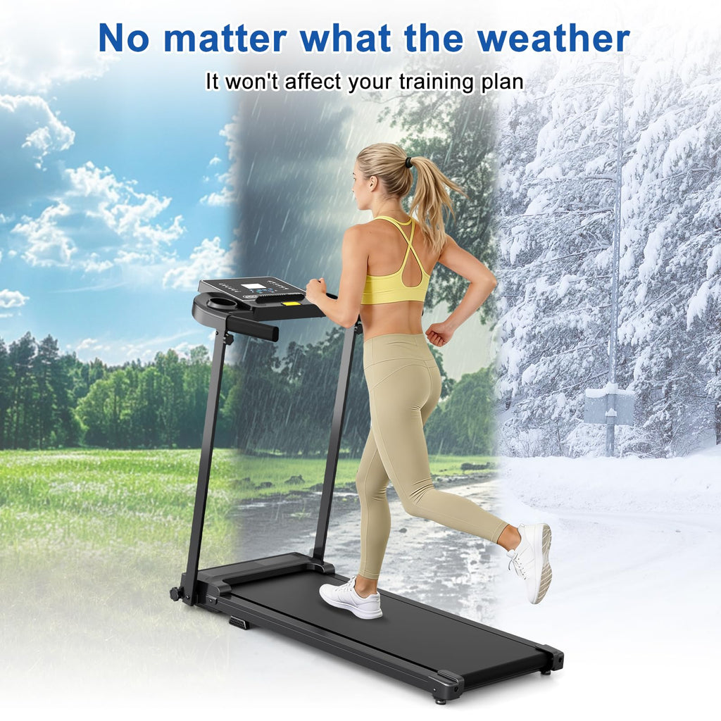 Treadmills for Home Walking Pad Machine- Foldable Compact Treadmill with Handle Bar Portable Small Caminadora for Running Jogging Gym Electrica Folding Tred Mills Motor & LED Dispay Pcrignbm