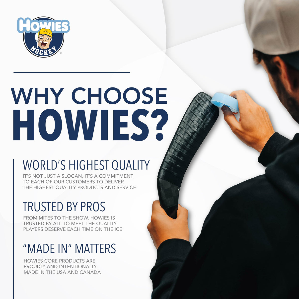 Howies White Hockey Tape | 1.5" Thick Tape for Hockey, Lacrosse, Sports| Multiple Pack Sizes | Strong Grip, Durable, Long-Lasting | Made in USA