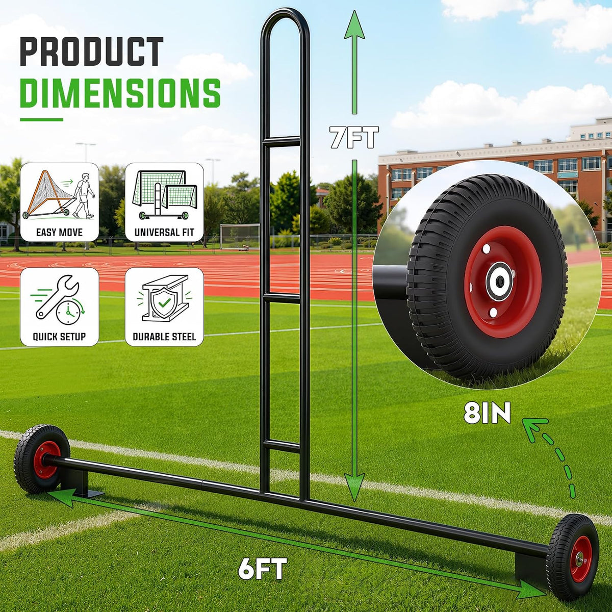 Field Hockey Goal Dolly Cart, Heavy Duty Goal Mover