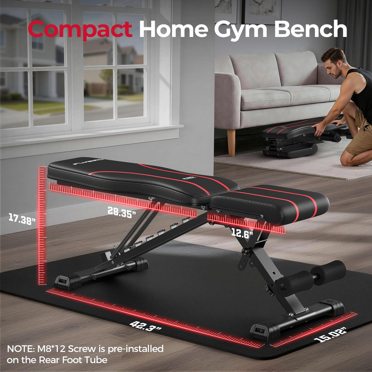 FLYBIRD Adjustable Weight Bench, Full Body Workout Bench for Home Gym