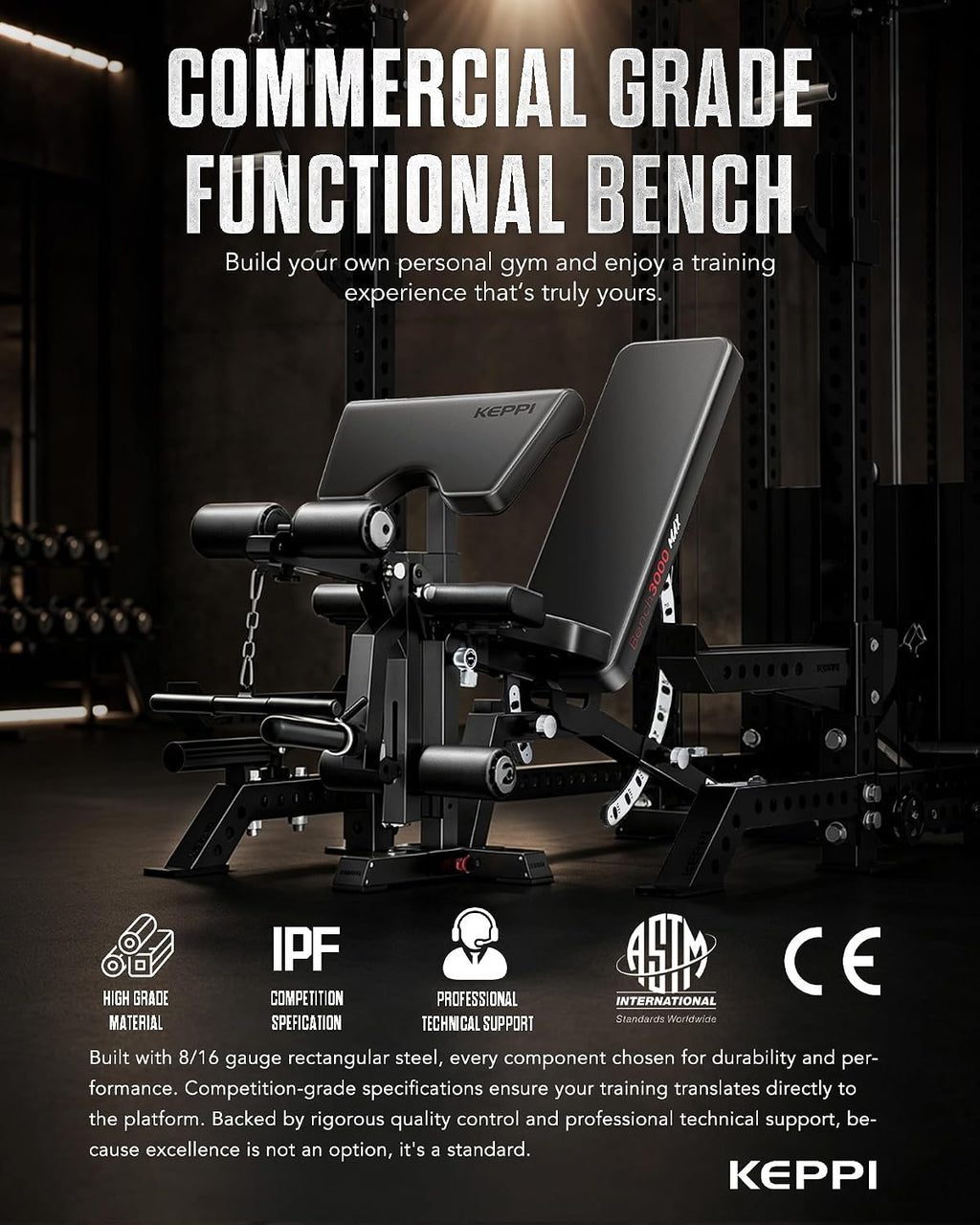 Keppi Fitness Functional Weight Bench - Bench3000 V2 for Leg Extension/Curl
