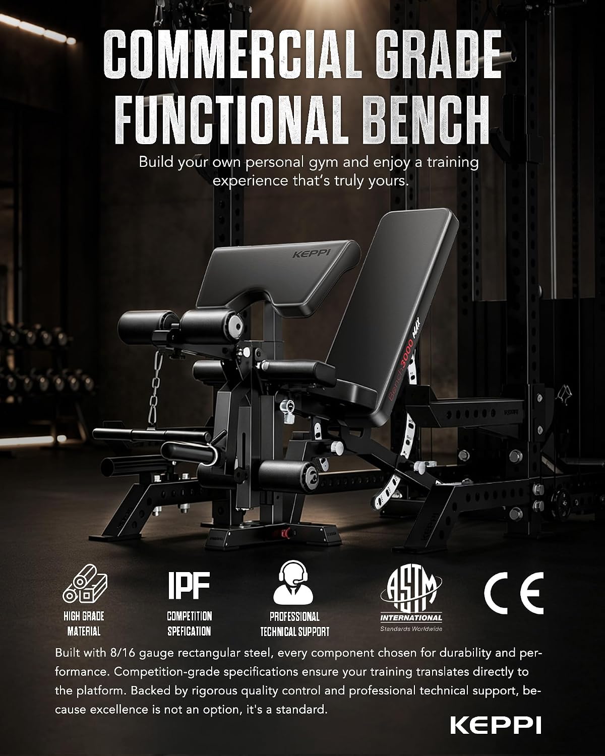 Keppi Fitness Functional Weight Bench - Bench3000 V2 for Leg Extension/Curl