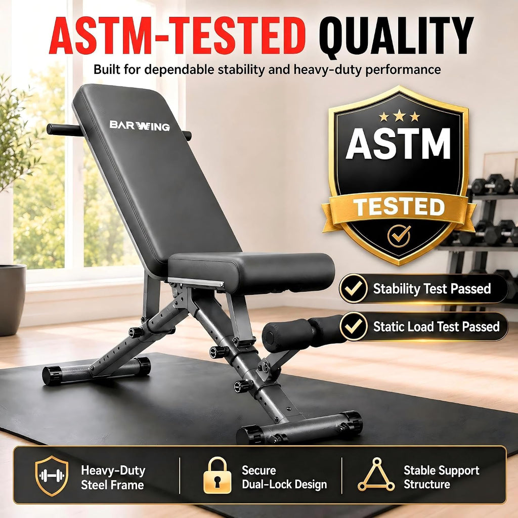BARWING Adjustable Weight Bench Workout Bench, 1000/1300 LBS Heavy Duty Incline Decline Bench for Home Gym, Easy Assembly Foldable Training Lifting Bench