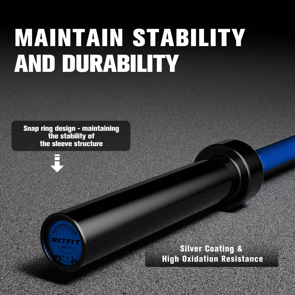 RITFIT Olympic Barbell 4ft/6ft - 2 Inch Weight Bar for Strength Training, Weightlifting, Squat, Deadlift, Bench Press, Curl, Overhead Press - 350lbs/500lbs Capacity