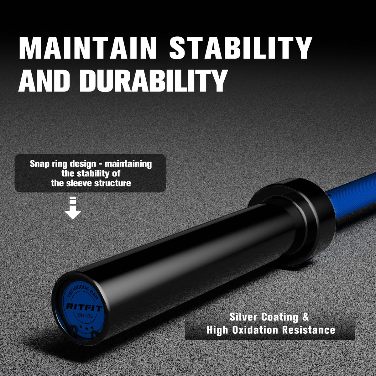 RITFIT Olympic Barbell 4ft/6ft - 2 Inch Weight Bar for Strength Training, Weightlifting, Squat, Deadlift, Bench Press, Curl, Overhead Press - 350lbs/500lbs Capacity