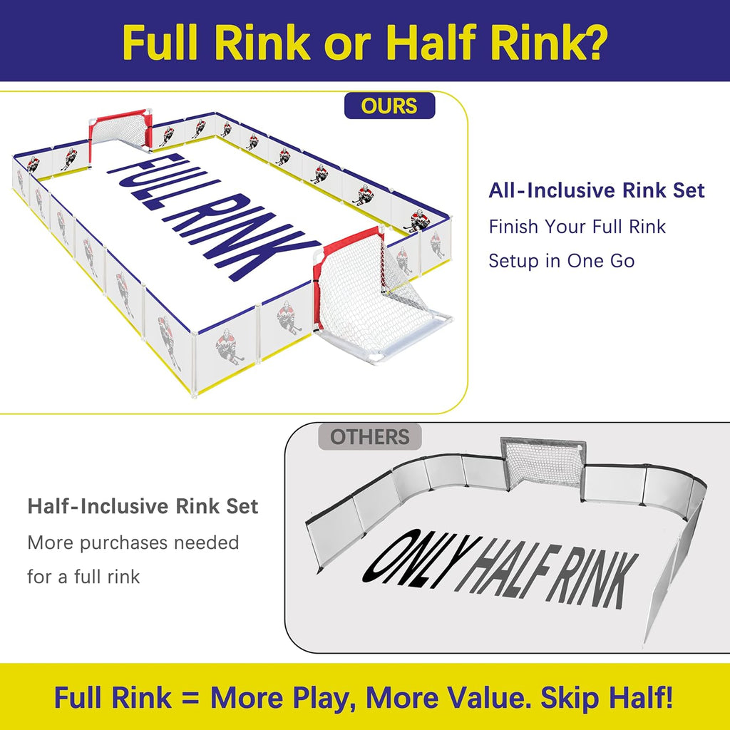 Indoor Mini Knee Hockey Set - Full Rink 9x8ft Goal Set, Easy Assembly and Disassembly, Ideal Hockey Gift for Home and Playroom
