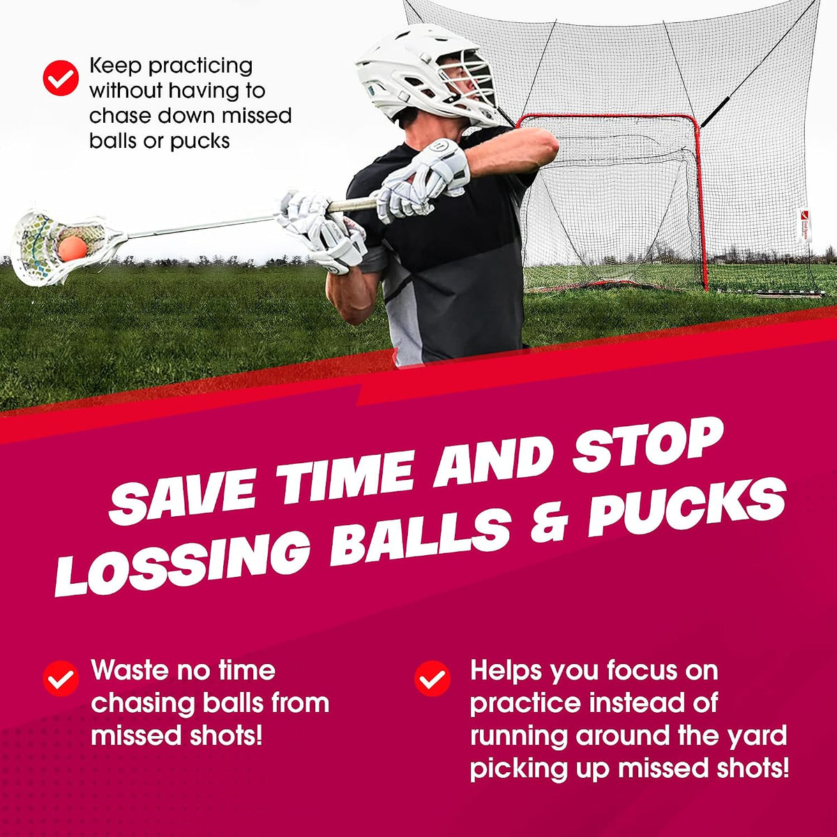 Shag Stop Lacrosse Backstop Net for Backyard, Strong Lacrosse Goal Backstop