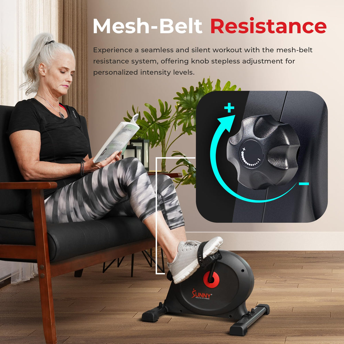 Sunny Health & Fitness Smart Mini Cycle, Under Desk Pedal Arm/Leg Exerciser