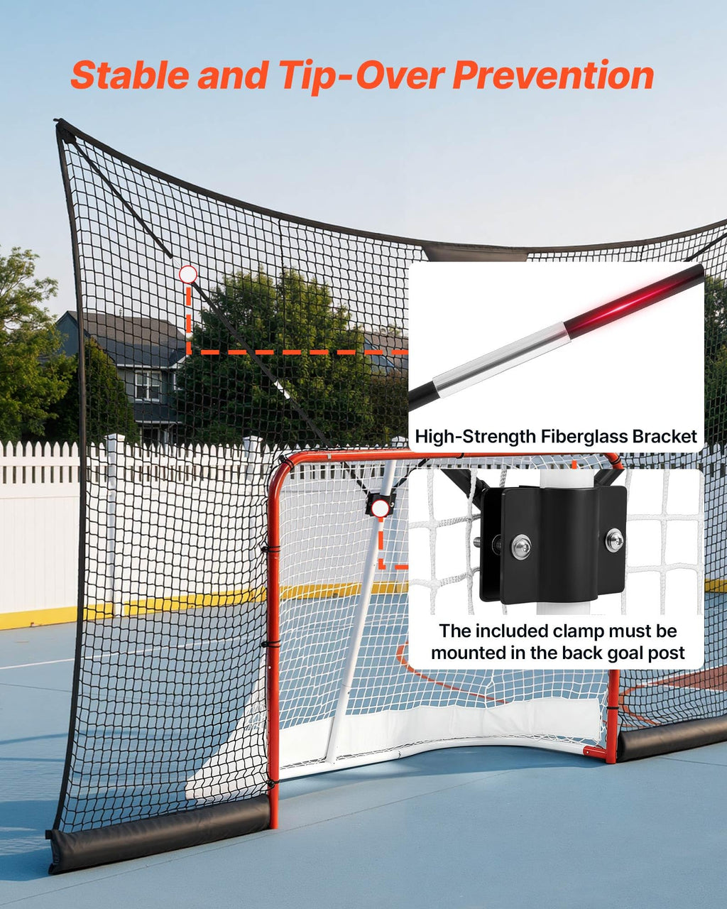 VEVOR Hockey Goal Goal and Backstop Net Set, 12x7 ft Durable Hockey Net with Extended Coverage, Lightweight Portable Complete Training Accessory Set, Easy Assembly, for Youth and Adults