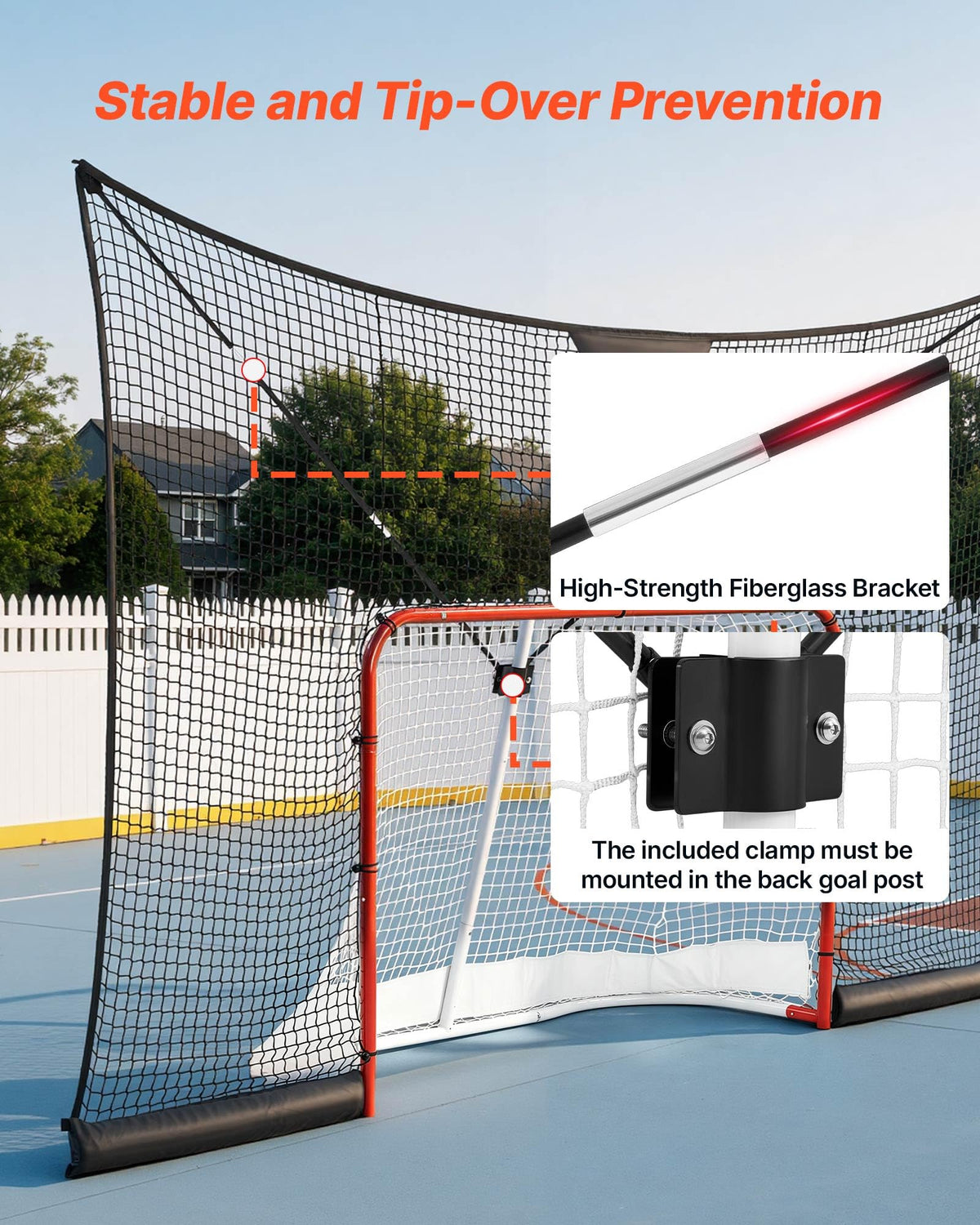 VEVOR Hockey Goal Goal and Backstop Net Set, 12x7 ft Durable Hockey Net with Extended Coverage, Lightweight Portable Complete Training Accessory Set, Easy Assembly, for Youth and Adults
