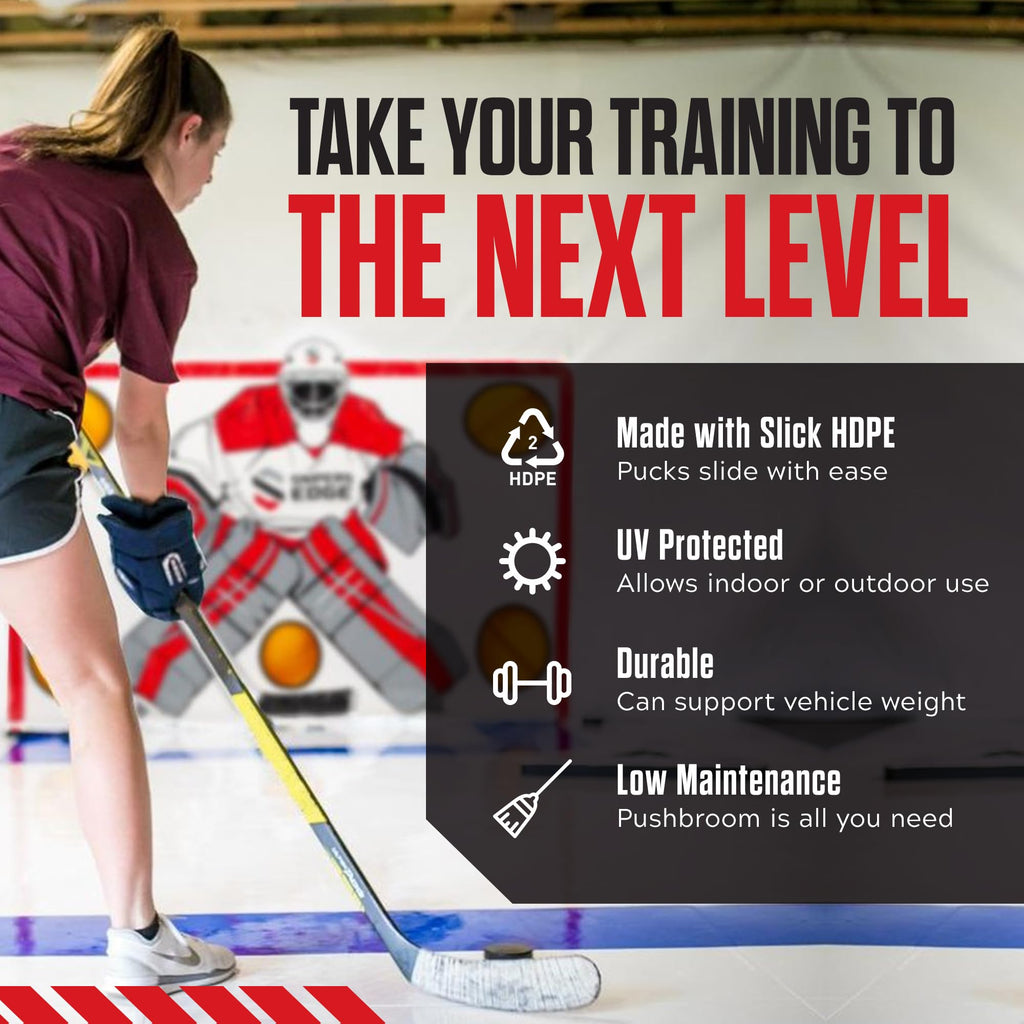 Snipers Edge Hockey Dryland Slick Tiles â 20-Pack 12"Ã12" White Interlocking Ice Tiles for Hockey Training, UV-Protected & Durable, Simulates Real Ice, Training Aid for Shooting
