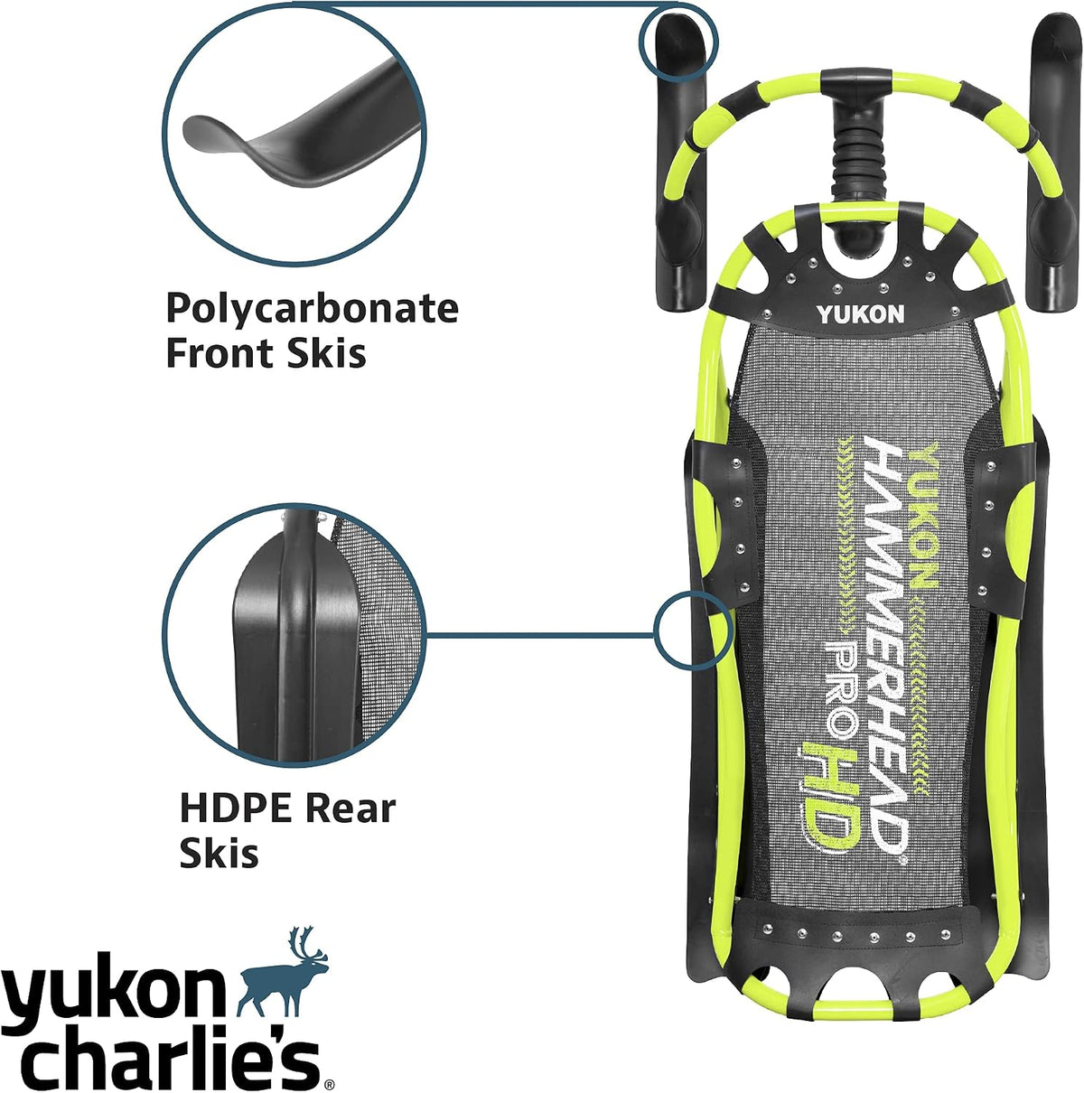 Yukon Charlie's Hammerhead Pro HD Sled | Single Rider, Speed and Steering Control, 52-inch x 22-inch