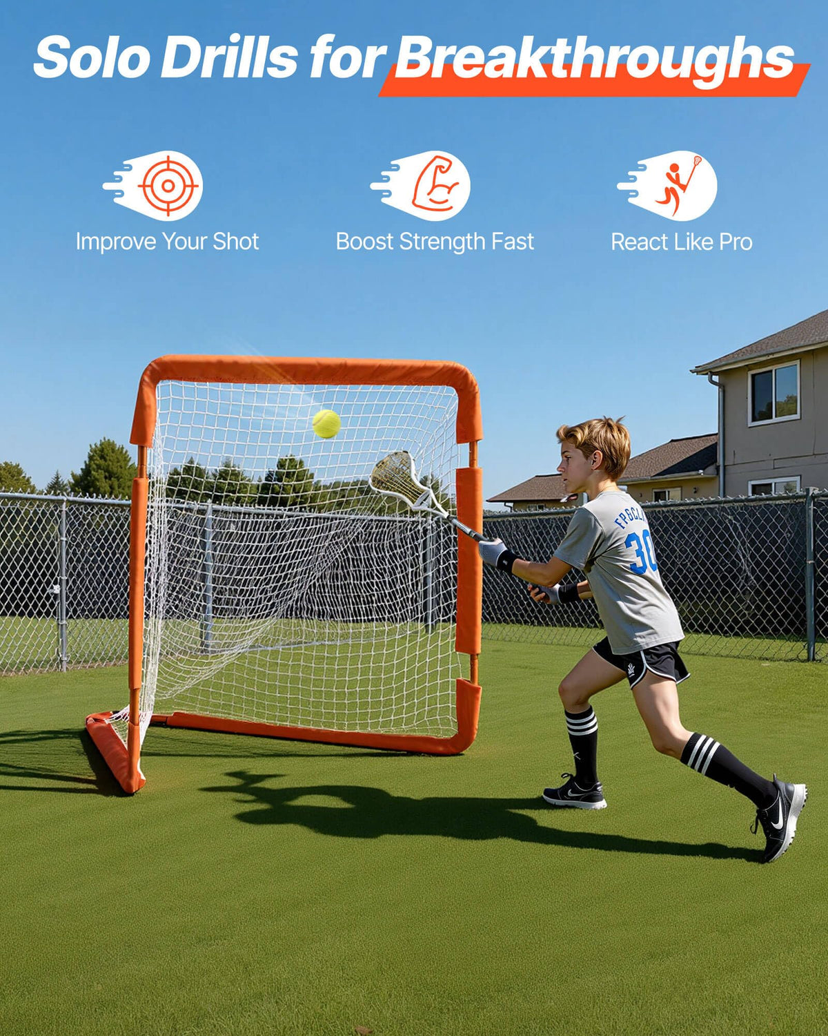 VEVOR Lacrosse Goal,Complete Portable Lacrosse Net Training Accessory Set