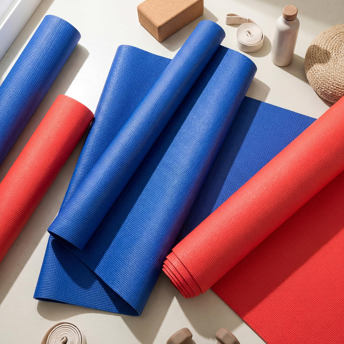 Amylove 12 Pieces Yoga Mats Bulk 68x24x0.12 Inch Exercise Non Slip Fitness Workout Mats for Women Men Home Workout Gym Yoga