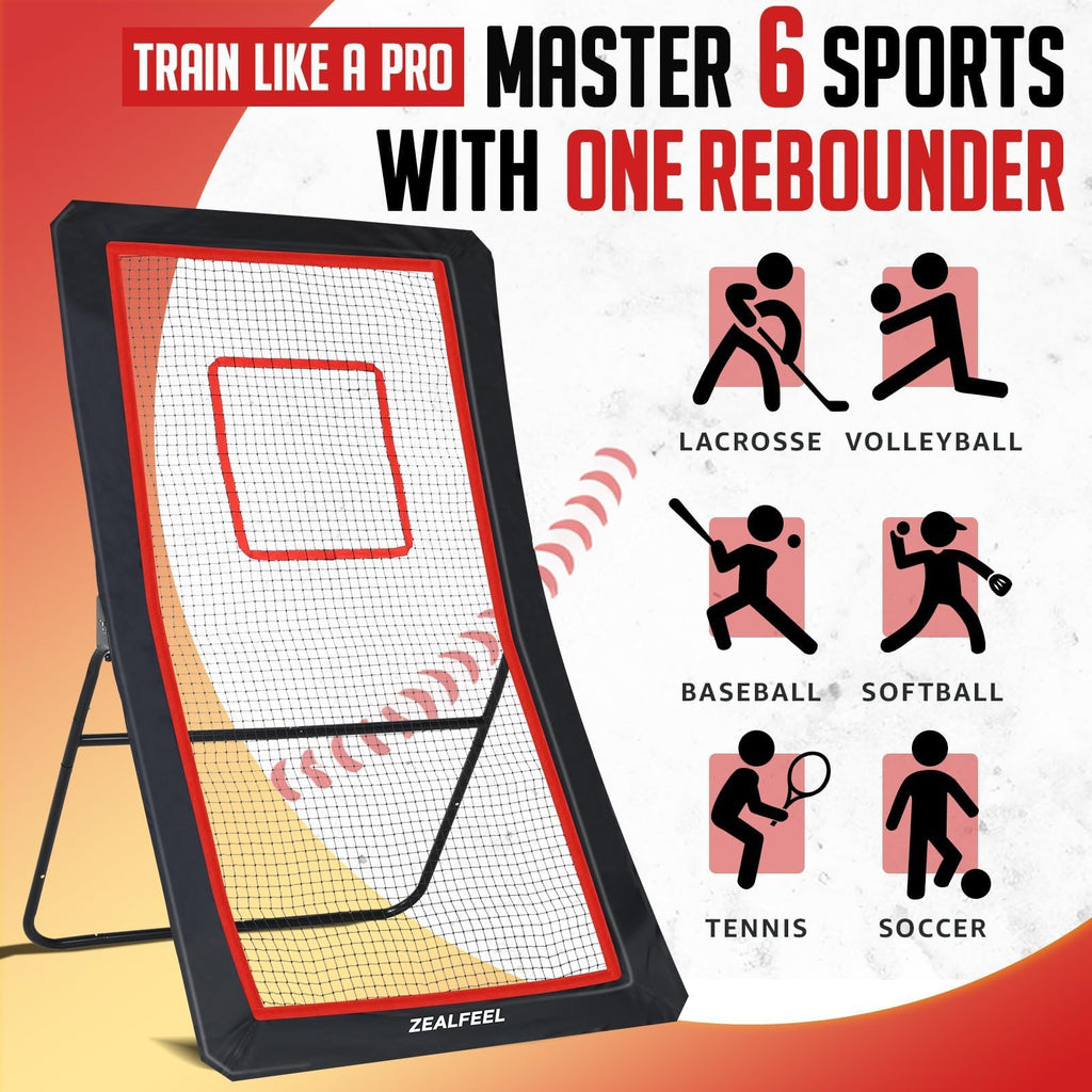 ZEALFEEL Lacrosse Rebounder with 5 Adjustable Angles, 4x6FT/4x7FT