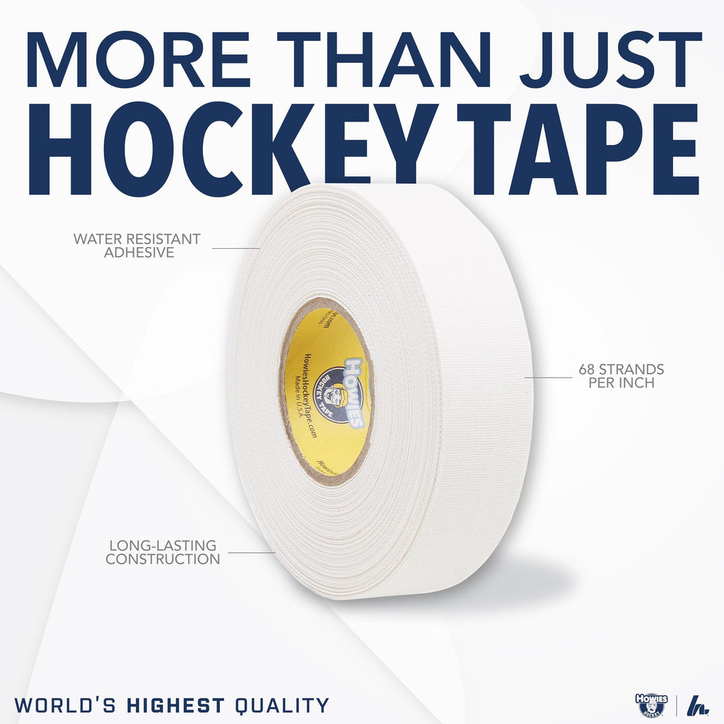 Howies White Hockey Tape | 1.5" Thick Tape for Hockey, Lacrosse, Sports| Multiple Pack Sizes | Strong Grip, Durable, Long-Lasting | Made in USA
