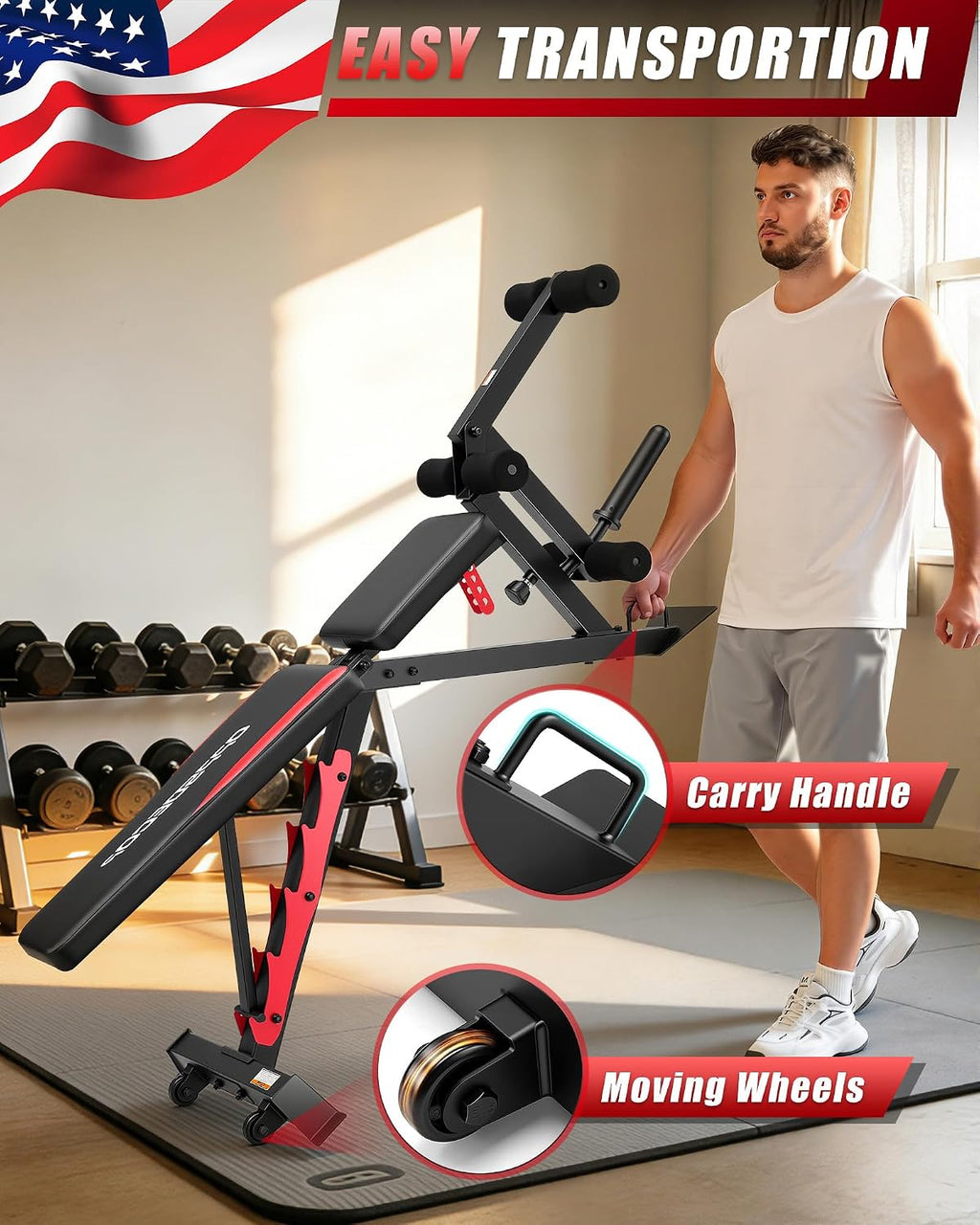OPPSDECOR 1200 lbs Adjustable Weight Bench with Leg Extension & Leg Curl