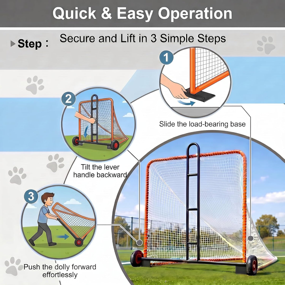 Field Hockey Goal Dolly Cart, Heavy Duty Goal Mover