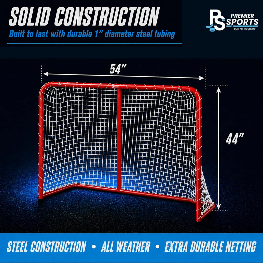 PS Bundle Hockey Flooring Tiles for Training - 15 Pack of 12 x 12â + 54â Junior Steel Street Hockey Goal