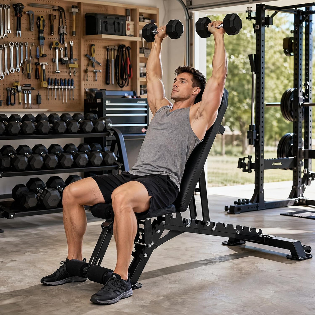 SPORTSOUL 1300LB Weight Bench, 50 Adjustable Positions FID Workout Bench