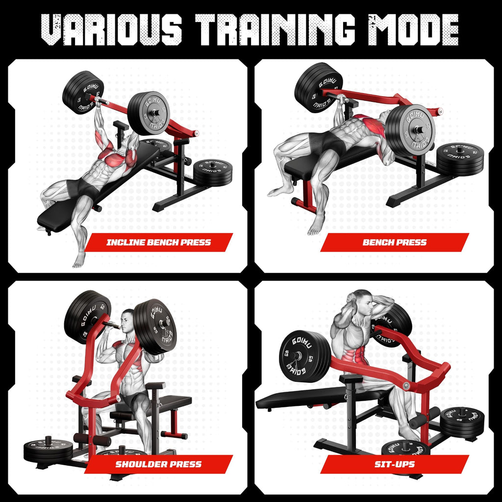 Chest Press Machine, GOIMU Z1-PRO Weight Bench Press Machine with Independent Arms, Adjustable Flat Incline Bench Press for Chest, AB Workout Home Gym Equipment