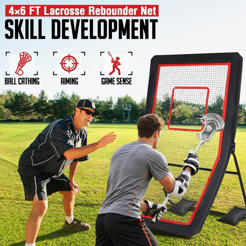 ZEALFEEL Lacrosse Rebounder with 5 Adjustable Angles, 4x6FT/4x7FT