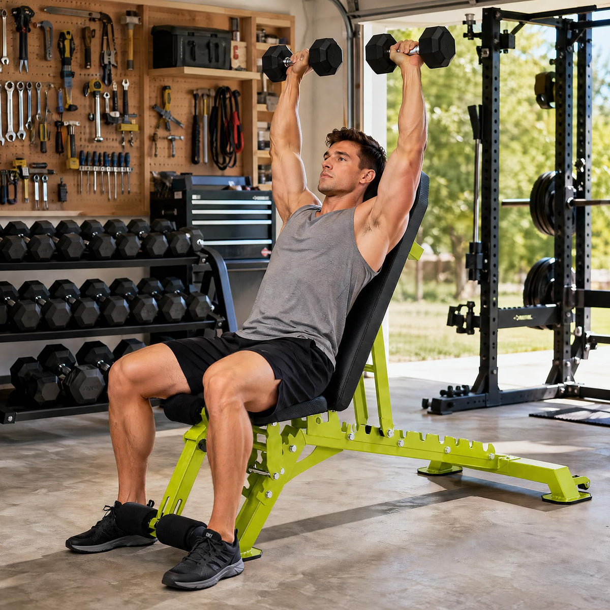 SPORTSOUL 1300LB Weight Bench, 50 Adjustable Positions FID Workout Bench