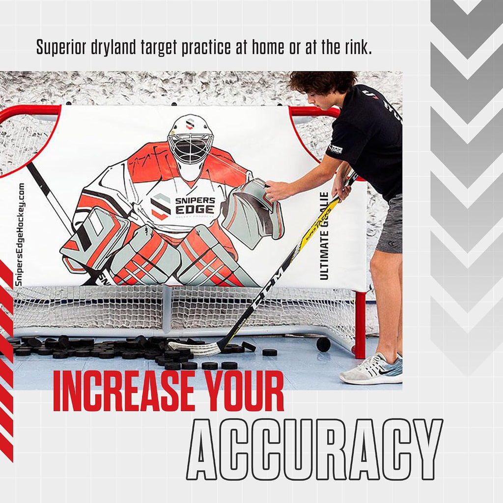 Snipers Edge Hockey Ultimate Goalie Shooter Tutor â Fits Inside Goal, Durable Impact-Resistant Vinyl, Enhances Shooting Accuracy, Ideal for Training & Practice, Dryland Hockey Accessories