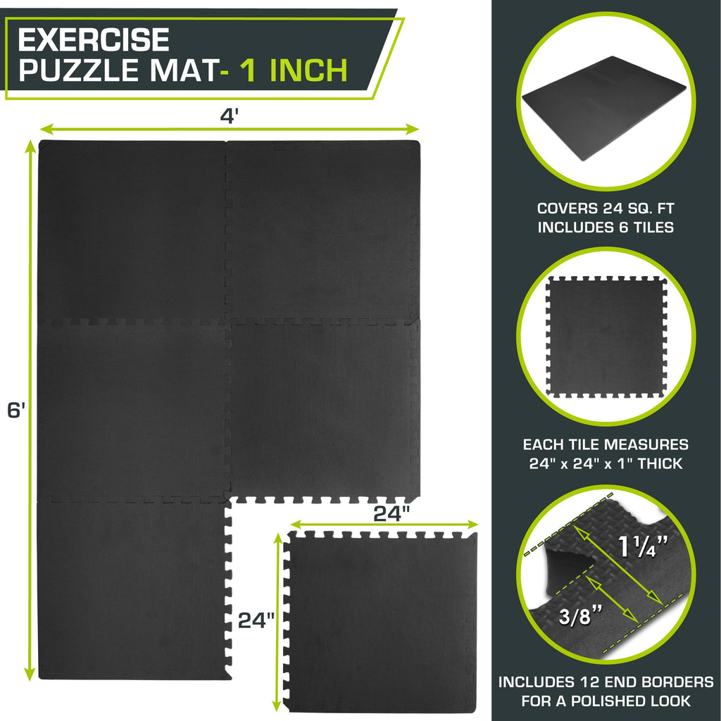 ProsourceFit Weaved Pattern Extra Thick Exercise Puzzle Mat 1-inch, EVA Foam Interlocking Tiles for Protective, Cushioned Flooring for Home and Gym Equipment; Gray, 72 SQ FT, 18 Tiles