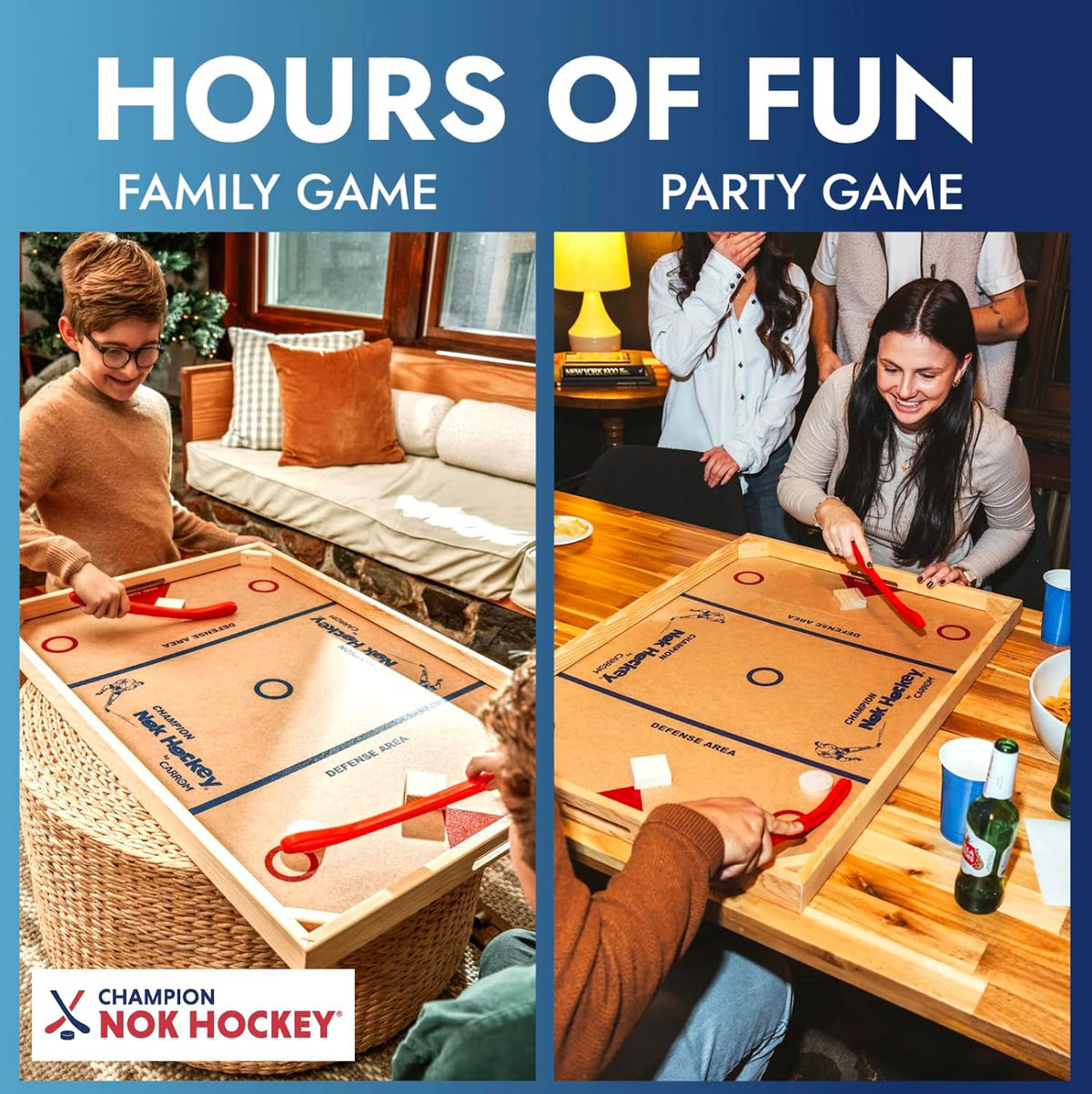 Carrom Champion Nok Hockey Game (Standard Size) â Wooden Board Games for Adults & Children â Indoor and Outdoor Games for Family â Sports Board Games